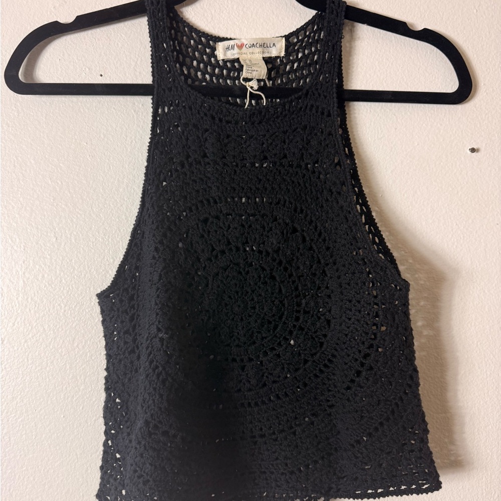 H&M Black Crochet Crop Top